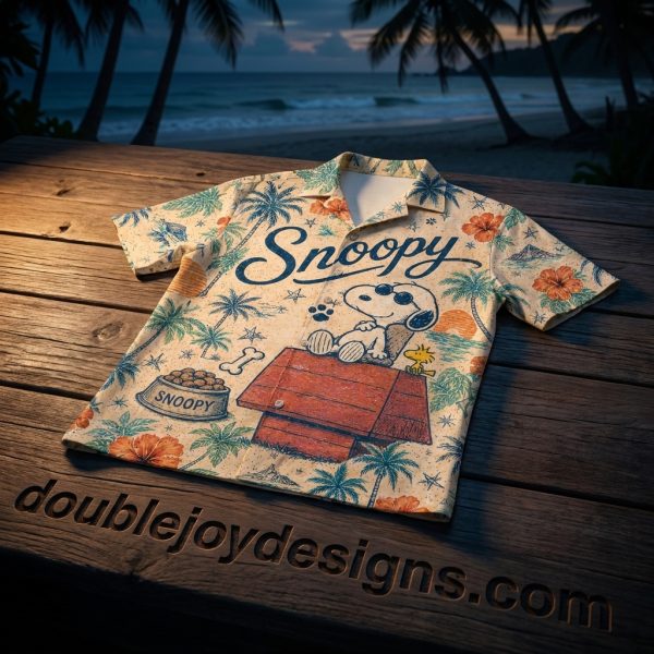 Snoopy Peanuts Retro Tropical Summer Beach Woodstock Floral Cream Hawaiian Shirt