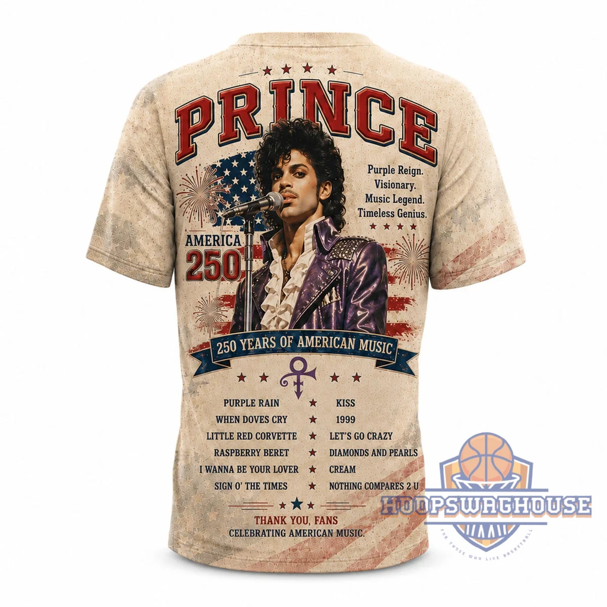 Prince America 250 Years of American Music Signature Patriotic Vintage Graphic T-Shirt Prince America 250 Years of American Music Signature Patriotic Vintage Graphic T-Shirt