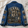 Lana Del Rey Vintage Graphic Cherry West Coast Retro Blue Denim Jacket
