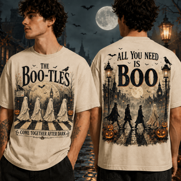 The Boo-tles Abbey Road Ghost Parody Vintage Halloween Graphic T-Shirt