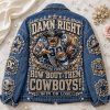 Dallas Cowboys Damn Right Est 1960 Pearl Embellished Bling Denim Jacket