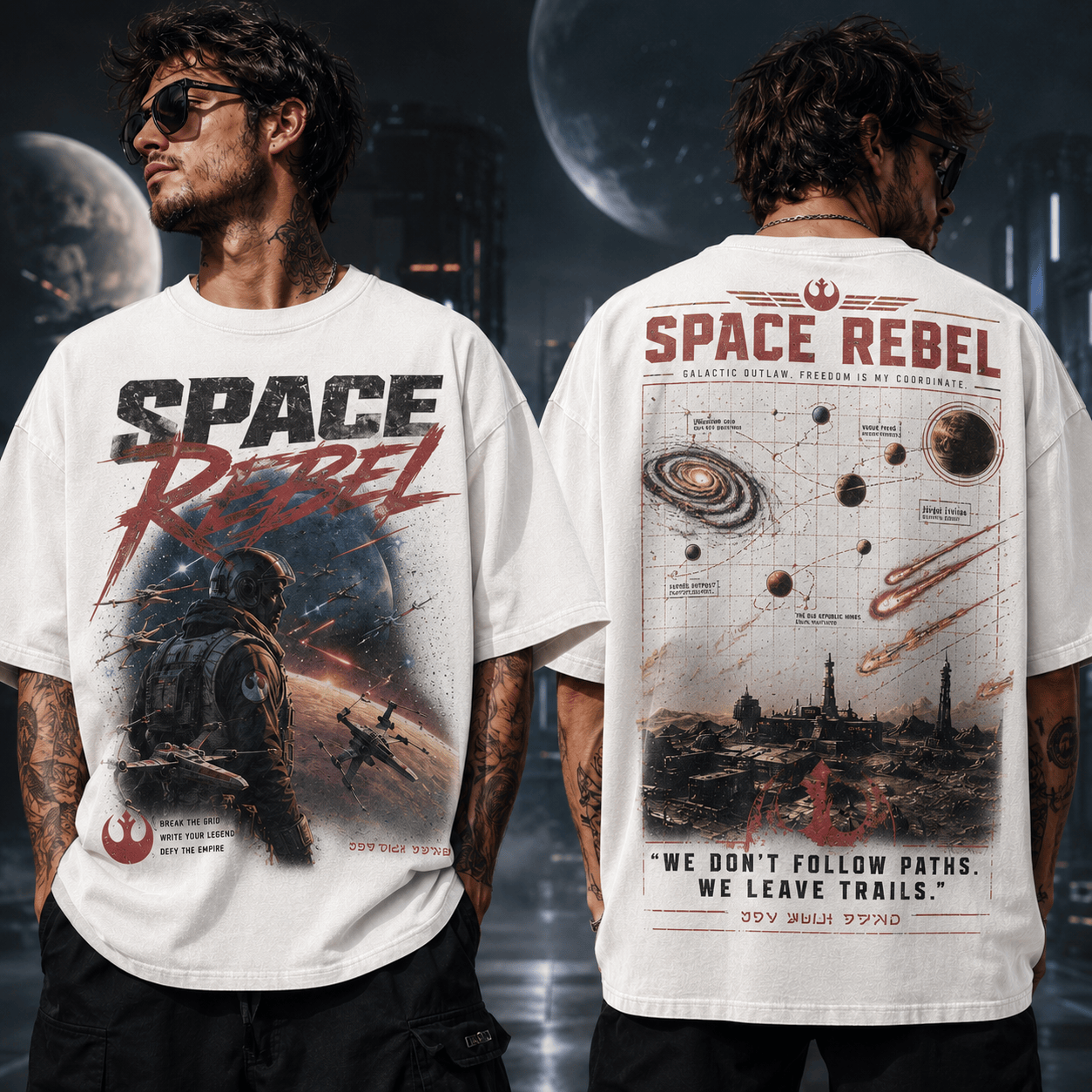 Space Rebel Galactic Outlaw Premium Retro Sci-Fi Graphic Oversized T-Shirt Space Rebel Galactic Outlaw Premium Retro Sci-Fi Graphic Oversized T-Shirt