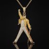 Freddie Mercury Queen Rock Legend Iced Out Gold Diamond Pendant Necklace