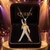Freddie Mercury Queen Rock Legend Iced Out Gold Diamond Pendant Necklace