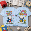 Snoopy Guess Who's Back To School Cute Cartoon Light Blue Graphic T-Shirt