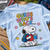 Snoopy Guess Who's Back To School Cute Cartoon Light Blue Graphic T-Shirt