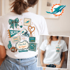 Miami Dolphins Football Mom Game Day Club Retro Coquette Bow Graphic T-Shirt