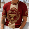 Arsenal FC 1886 Premium Luxury 3D Embossed Baroque Red and Gold T-Shirt