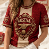 Arsenal FC 1886 Premium Luxury 3D Embossed Baroque Red and Gold T-Shirt
