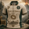Lord of the Rings Middle Earth Fellowship 3D Embossed Vintage Polo Shirt