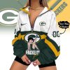 Personalized Green Bay Packers Betty Boop Custom Name And Number Women's Quarter-Zip Windbreaker Jacket