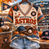 Houston Astros Leave Doubt Behind Fall Pumpkin Quilted Style 3D Printed V-Neck Shirt