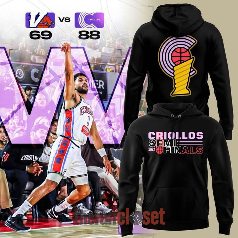 Criollos de Caguas BSN Basketball 2024 Semifinals Golden Trophy Black Pullover Hoodie Criollos de Caguas BSN Basketball 2024 Semifinals Golden Trophy Black Pullover Hoodie