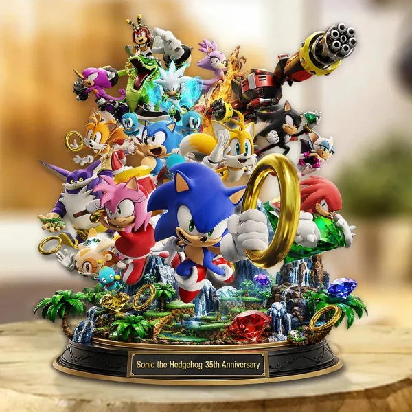 Sonic the Hedgehog 35th Anniversary Collectible Gamer Gift Desk Decor Custom Shape Acrylic Plaque