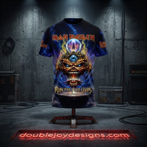 Iron Maiden Run For Your Lives World Tour 2026 Megadeth Anthrax Concert Graphic 3D T-Shirt