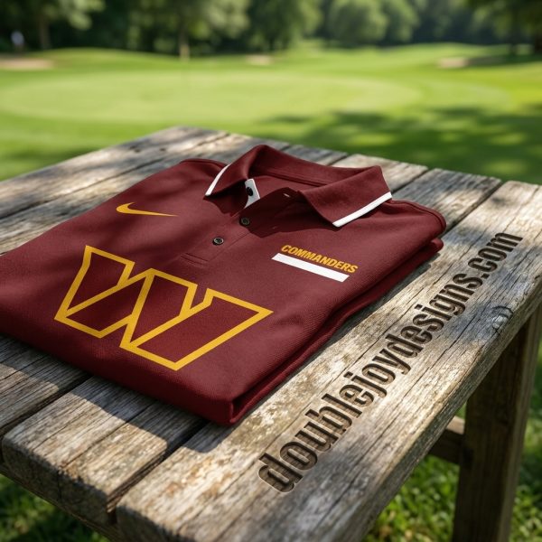 Washington Commanders NFL Burgundy and Gold Men’s Short Sleeve Polo Shirt