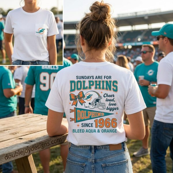 Miami Dolphins Football Mom Game Day Club Retro Coquette Bow Graphic T-Shirt