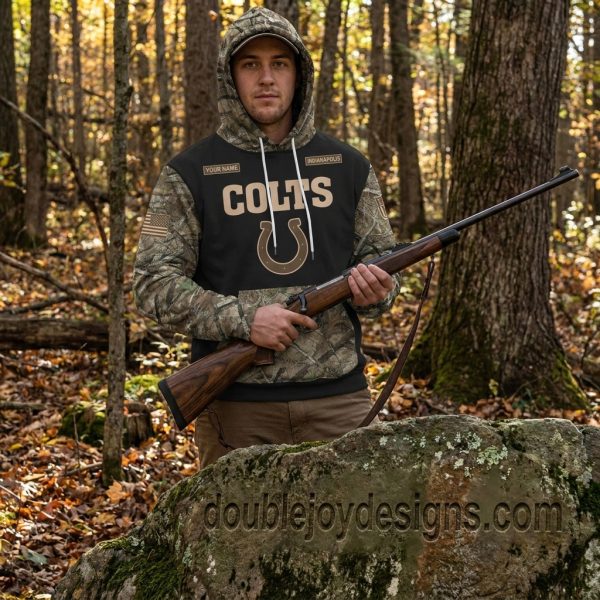 Indianapolis Colts Personalized Camo Deer Hunting Hoodie