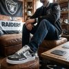 Las Vegas Raiders Personalized Custom Name Premium NFL Black White Air Force 1 Shoes