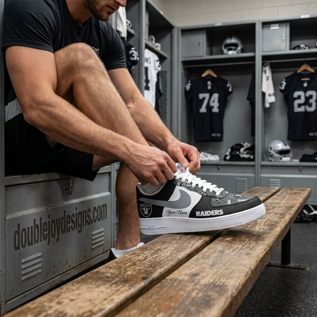 Las Vegas Raiders Personalized Custom Name Premium NFL Black White Air Force 1 Shoes Las Vegas Raiders Personalized Custom Name Premium NFL Black White Air Force 1 Shoes