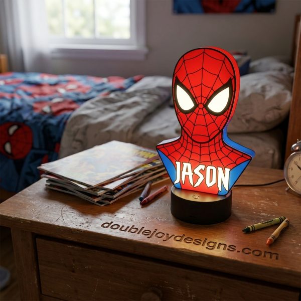 Personalized Spider-Man Multiverse Superhero 3D Custom Name Kids Bedroom LED Night Light