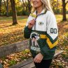 Personalized Green Bay Packers Betty Boop Custom Name And Number Women's Quarter-Zip Windbreaker Jacket