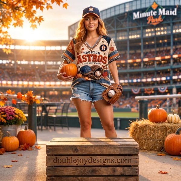 Houston Astros Leave Doubt Behind Fall Pumpkin Quilted Style 3D Printed V-Neck Shirt