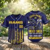 Personalized Los Angeles Rams Breast Cancer Awareness Faith Over Fear Custom Name Baseball Jersey
