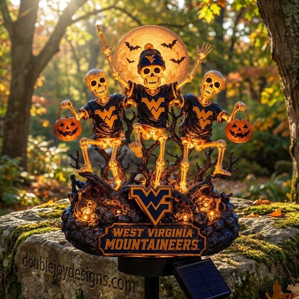 West Virginia Mountaineers Halloween Spooky Skeletons LED Outdoor Solar Garden Light