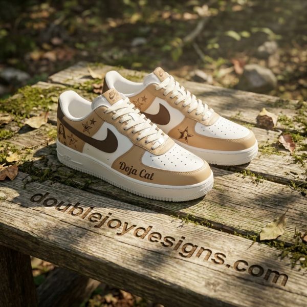Doja Cat World Tour 2026 Vintage Star Tan White Custom Air Force Shoes