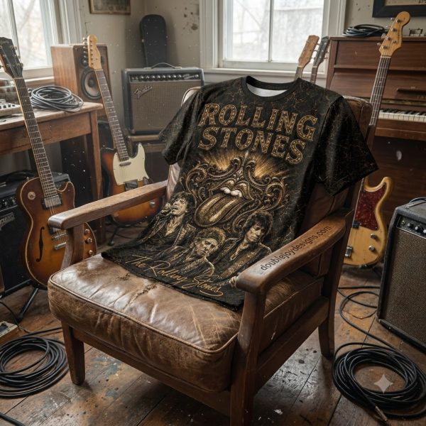 The Rolling Stones 1962-2026 Anniversary Gold 3D All-Over Print T-Shirt
