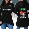 Newcastle Knights NRL Personalized Custom Name Women's Royal Blue Asymmetric Criss Cross Hoodie