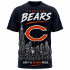 Chicago Bears Bear Down Skyline Navy and Orange Pride Gameday Football Graphic T-Shirt