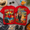 Bon Jovi The Beach Is My Happy Place Red Sunset Tropical Graphic T-Shirt