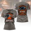 Carolina Panthers NFL Harley Davidson For Life Distressed Grey Graphic 3D T-Shirt