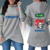 Newcastle Knights NRL Personalized Custom Name Women's Royal Blue Asymmetric Criss Cross Hoodie