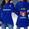 Newcastle Knights NRL Personalized Custom Name Women's Royal Blue Asymmetric Criss Cross Hoodie