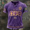 Omega Psi Phi Fraternity Est 1911 Bulldog Distressed Vintage Purple Gold Men's Henley Shirt