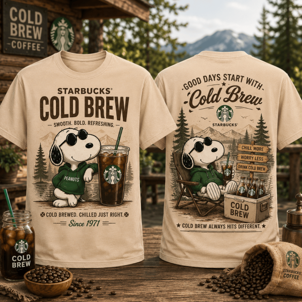 Snoopy Starbucks Cold Brew Good Days Retro Coffee Lover Graphic T-Shirt