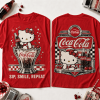 Hello Kitty x Coca-Cola Vintage Diner Sip Smile Repeat Retro Red Graphic T-Shirt
