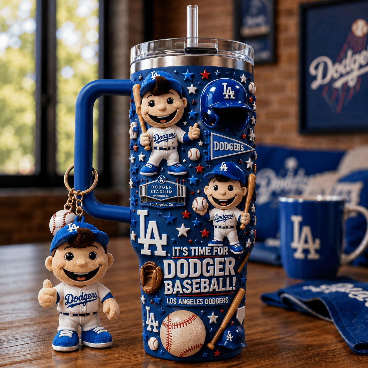 Los Angeles Dodgers 3D Embossed Cartoon Mascot 40oz Insulated Travel Tumbler Los Angeles Dodgers 3D Embossed Cartoon Mascot 40oz Insulated Travel Tumbler