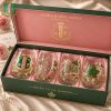 Alpha Kappa Alpha AKA Sorority 1908 Pink and Green Ivy Leaf Pearl Luxury Stemless Wine Glass Set