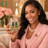 Alpha Kappa Alpha AKA Sorority 1908 Pink and Green Ivy Leaf Pearl Luxury Stemless Wine Glass Set