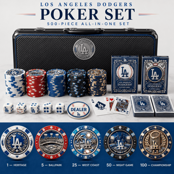 Los Angeles Dodgers Premium LAD Edition Luxury Texas Holdem Poker Chip Set