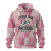 Green Bay Packers My God Is Stronger Than Breast Cancer Pink Ribbon Patchwork Pullover Hoodie