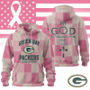 Green Bay Packers My God Is Stronger Than Breast Cancer Pink Ribbon Patchwork Pullover Hoodie