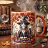 Cute Witch Tuxedo Cat Halloween Spooky Autumn 3D Effect Ceramic Coffee Mug