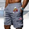 Sea Pro Boats American Flag Fishing Men's White Drawstring Cargo Shorts