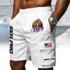 Sea Pro Boats American Flag Fishing Men's White Drawstring Cargo Shorts