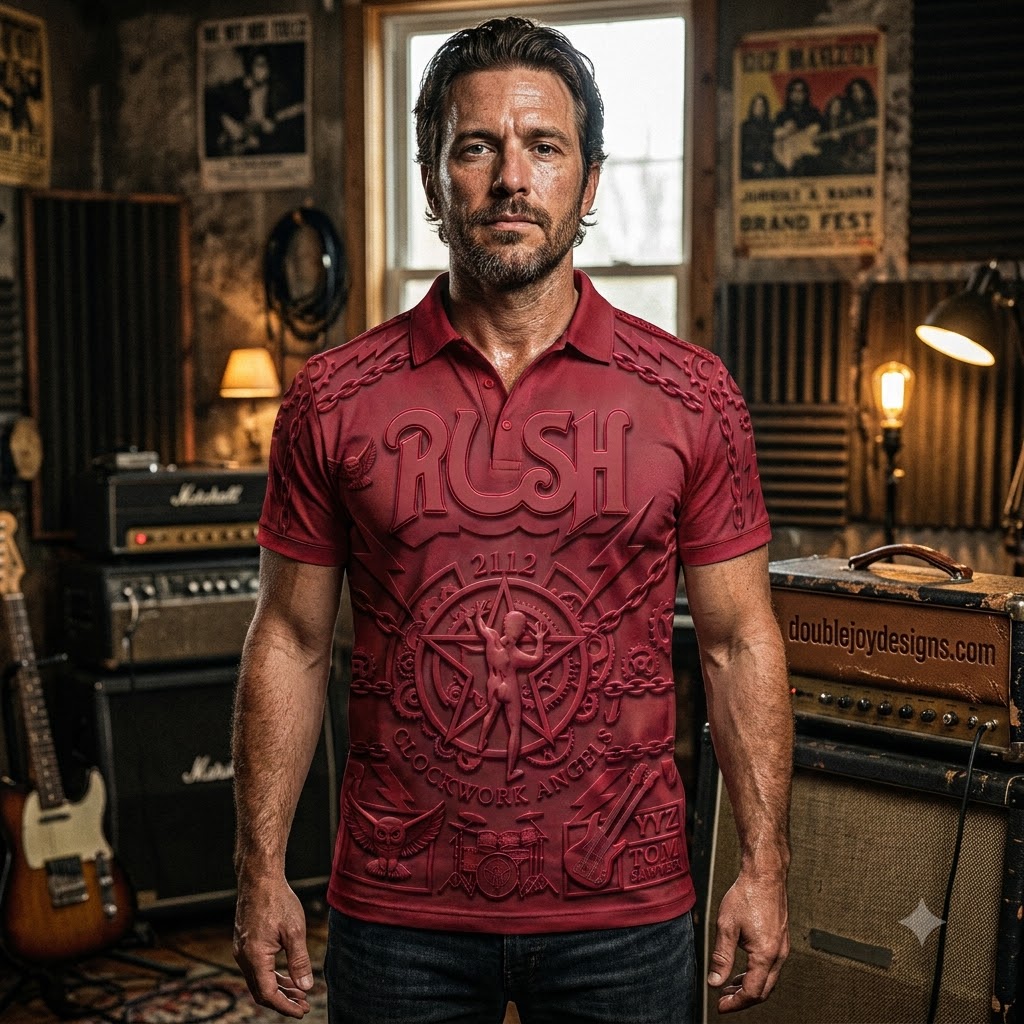 Rush Band 2112 Starman Clockwork Angels Red 3D Graphic Polo Shirt Rush Band 2112 Starman Clockwork Angels Red 3D Graphic Polo Shirt